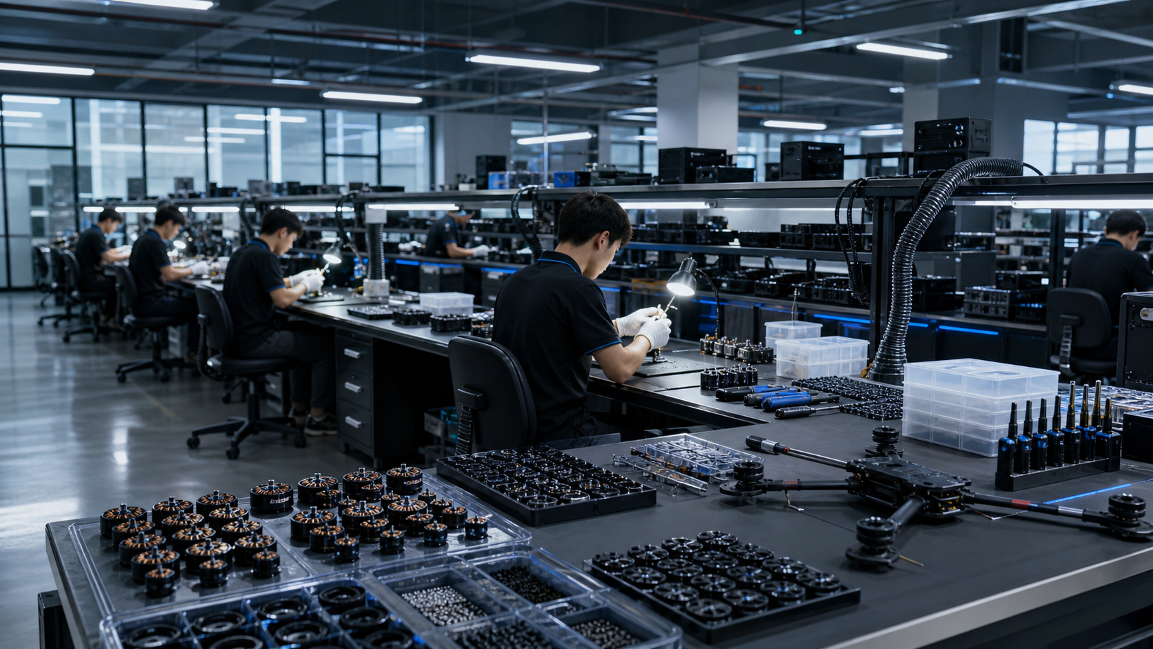 Conceptual drone component production workshop