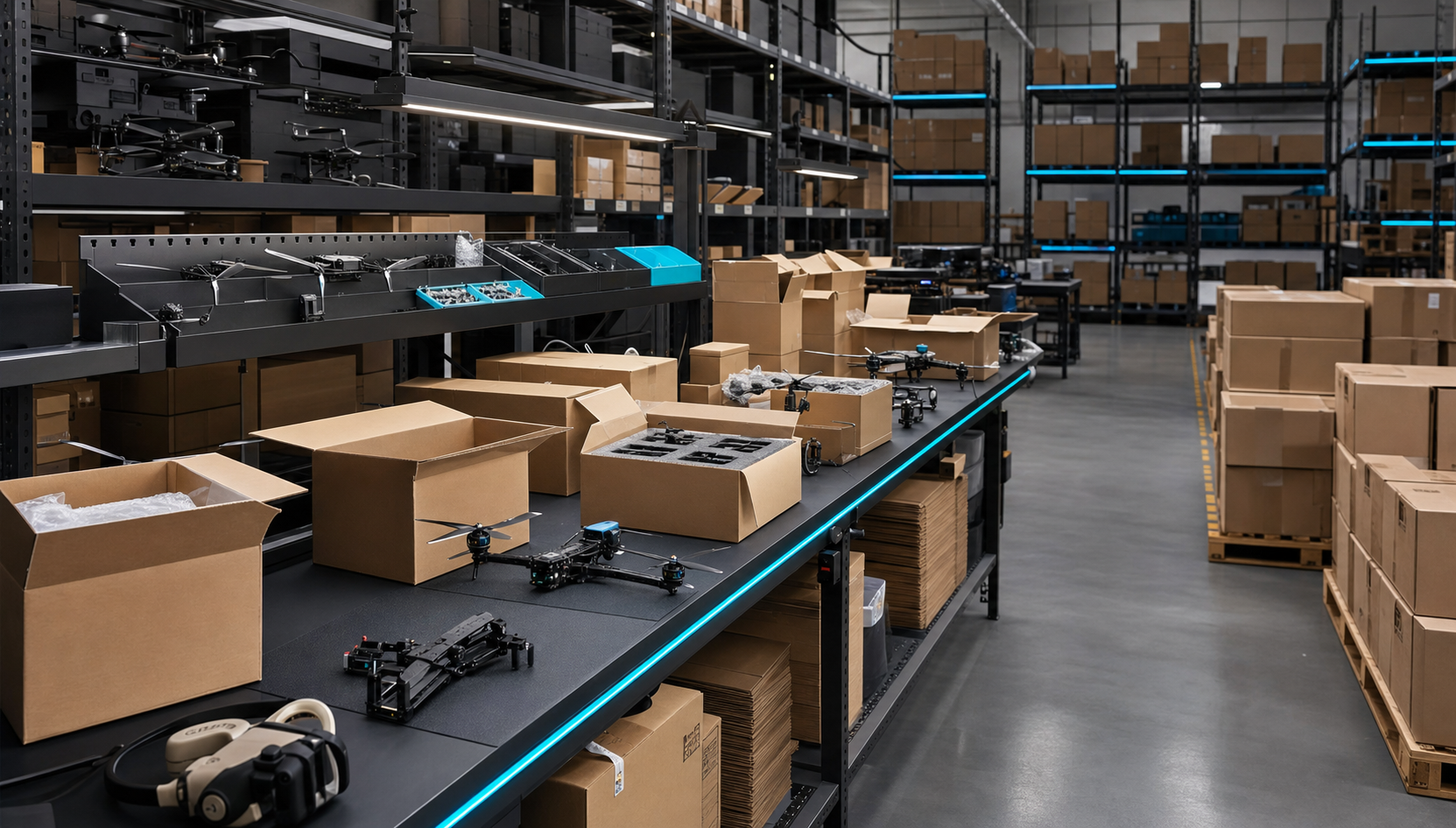 Representative drone parts warehouse